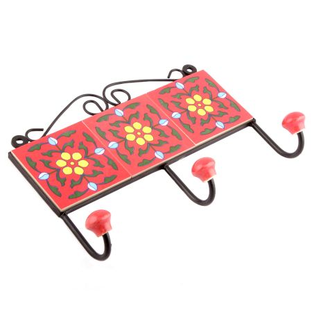 Red And Yellow Tiny Flower Ceramic Tiles Hooks Online
